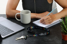 Load image into Gallery viewer, Neurodiversity Awareness Lanyard Autism ADHD Double Infinity Dyslexia Tourettes
