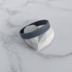 Grey Asthma Medical Wristband