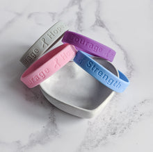 Load image into Gallery viewer, Hope Faith Courage Strength Cancer Awareness Motivational Bracelet 
