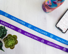 Load image into Gallery viewer, carer lanyard blue purple
