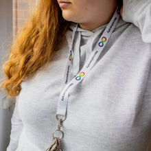 Load image into Gallery viewer, Neurodiversity Awareness Lanyard Autism ADHD Double Infinity Dyslexia Tourettes
