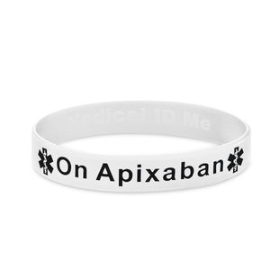 white on apixaban wristband
